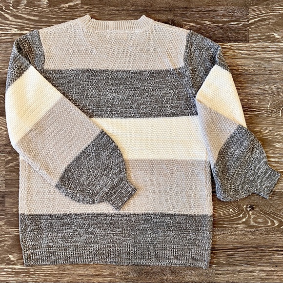 Willow Sweater- Gray Stripe- Balloon Sleeve- Multi - Picture 5 of 10